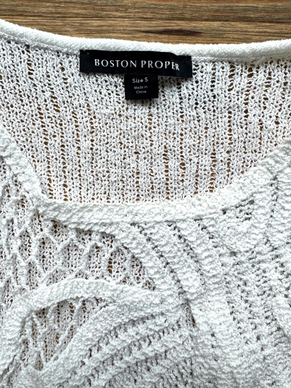 BOSTON PROPER White Crocheted Sleeveless Sweater Top S - Picture 2 of 6